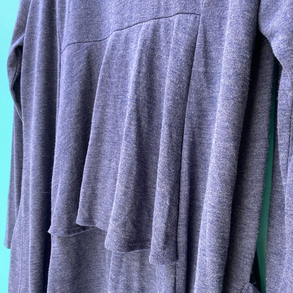 LOGO Duster Sweater Knit Draped Cardigan w Ruffle - Picture 4 of 7